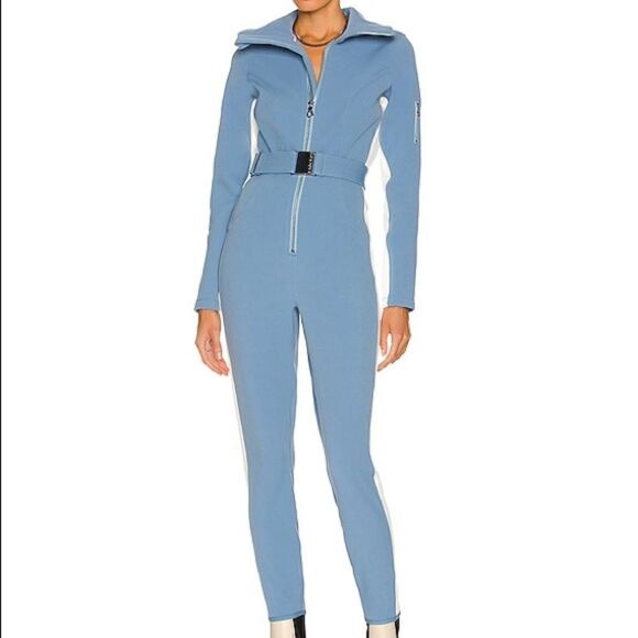 Cordova Waterproof Stretch Striped Ski Suit Blue Storm White NWT Large